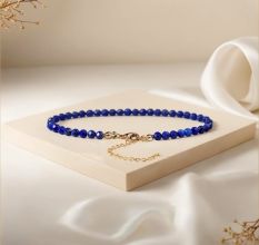 Lapis Beaded Bracelet, Dainty Gold plated bracelet for women, Handmade jewelry